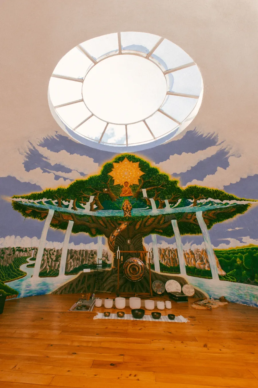 The sound dome at Maestro Valley surrounded by forest